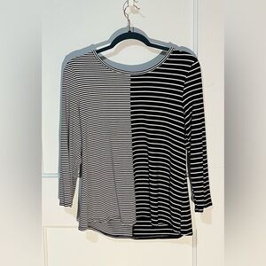 Habitat Black and White Striped Long Sleeve Top